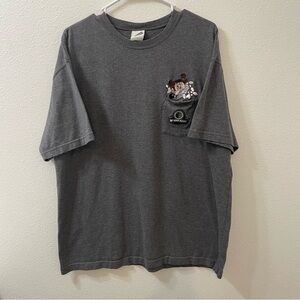 Warner bros looney tunes Tasmanian devil bowling pocket t shirt gray vtg xl